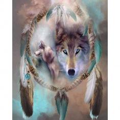Paint by numbers Wolves and Feathers - already stretched on a wooden frame