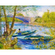 Paint by numbers Van Gogh's Fishing in Spring, the Pont de Clichy - already stretched on a wooden fr