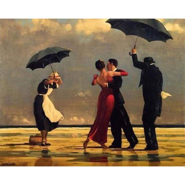 Peinture au numéro : Danseurs rétro sur la Plage  - sans châssis en bois - FiguredArt-PN222