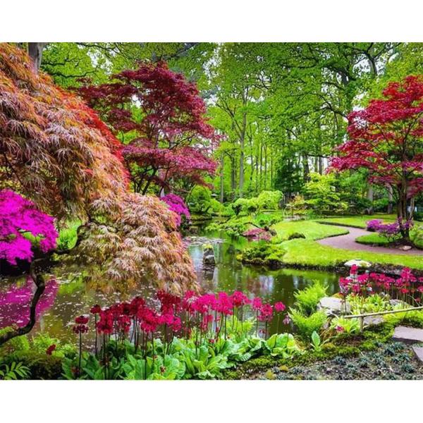 Peinture au numéro : Parc fleuri  - sans châssis en bois - FiguredArt-PN2209
