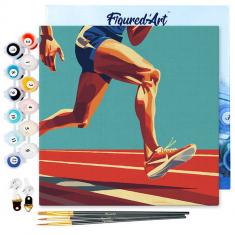 Mini Paint by numbers Sports Poster Athletism - already stretched on a wooden frame