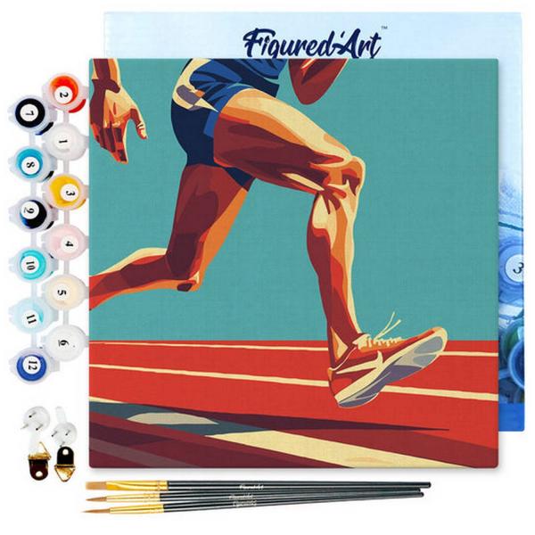 Mini peinture au numéro : Affiche sportive Athletisme  - toile tendue sur chassis - FiguredArt-SFA253-Y
