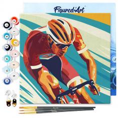 Mini Paint by numbers Sport Poster Cycling - already stretched on a wooden frame