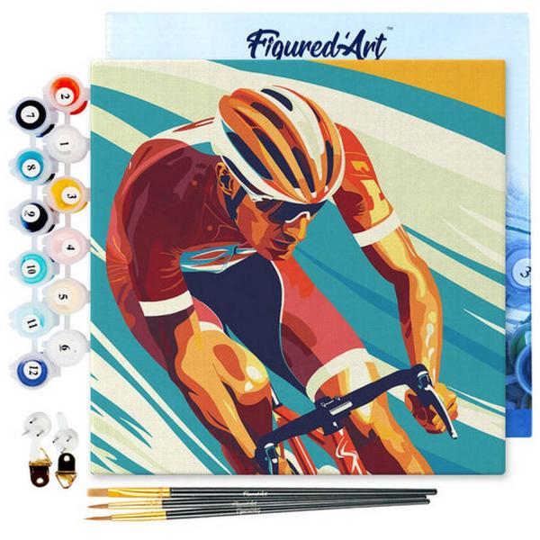 Mini peinture au numéro : Affiche sportive Cyclisme  - toile tendue sur chassis - FiguredArt-SFA257-Y