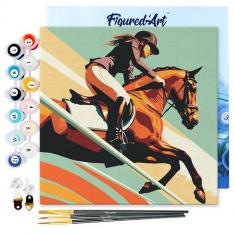 Mini Paint by numbers Sport Poster Equestrian - already stretched on a wooden frame