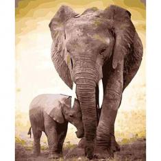 Paint by numbers Elephant and calf - without frame