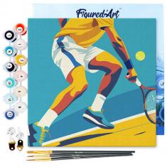 Mini Paint by numbers Sport Poster Tennis - already stretched on a wooden frame