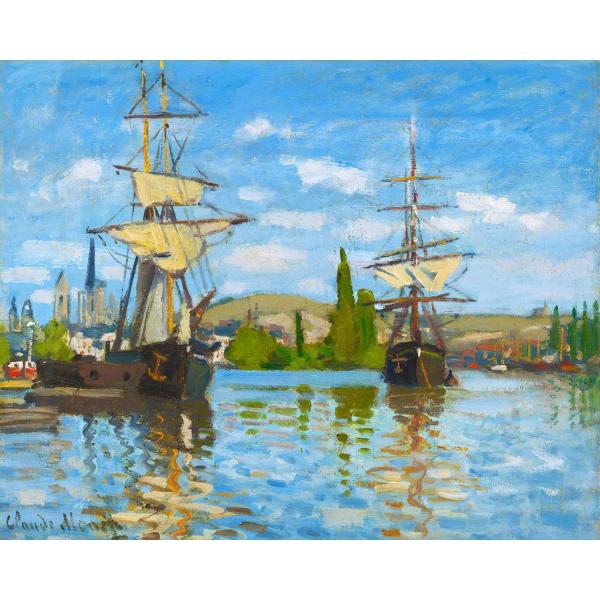 Peinture au numéro : Bateaux Navigant sur la Seine à Rouen - Monet - sans châssis en bois - FiguredArt-FA10113