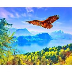 Paint by numbers Eagle in Switzerland Landscape - already stretched on a wooden frame