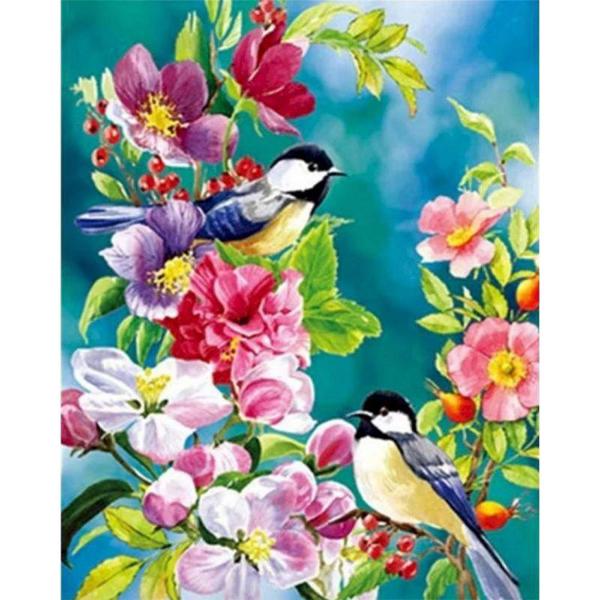 Peinture au numéro : Jolis oiseaux au Printemps  - sans châssis en bois - FiguredArt-PN2870
