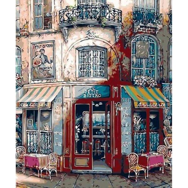 Peinture au numéro : Le petit Bistro Vintage  - sans châssis en bois - FiguredArt-PN224