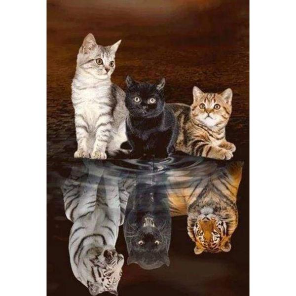 Diamond Painting Leinwand Kätzchen Spiegelung - ohne Keilrahmen - FiguredArt-DP-839
