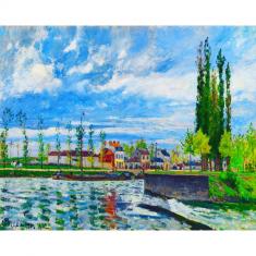 Peinture au numéro : L´Ecluse à Pontoise - Camille Pissarro - toile tendue sur châssis