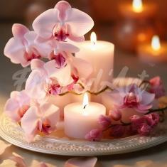 Mini Diamond Painting DP-SFA160-Y Orchids and Candles 25x25 round diamond framed canvas - already st