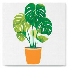 Mini Paint by numbers Beautiful Monstera Pot - already stretched on a wooden frame
