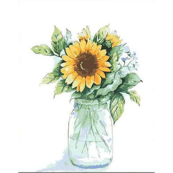 Peinture au numéro : Bocal de Tournesols  - sans châssis en bois - FiguredArt-PN1336