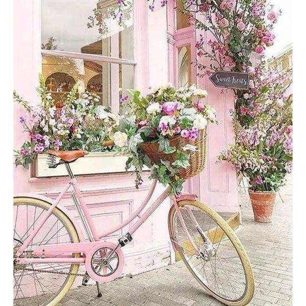 Diamond painting : Bicicleta rosa - sin marco de madera - FiguredArt-DP-599