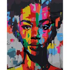 Peinture au numéro : Street Art Femme  - toile tendue sur châssis