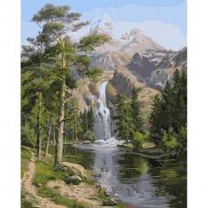 Paint by numbers Waterfall near the mountain - without frame