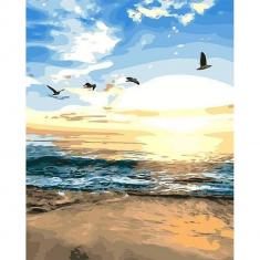 Paint by numbers Birds and Seaview - without frame