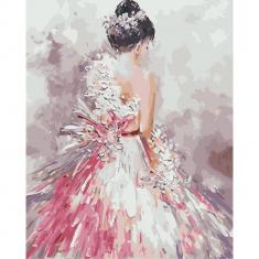 Paint by numbers Pretty woman back view - already stretched on a wooden frame