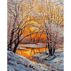 Paint by numbers Fresh Air in Winter Forest - without frame