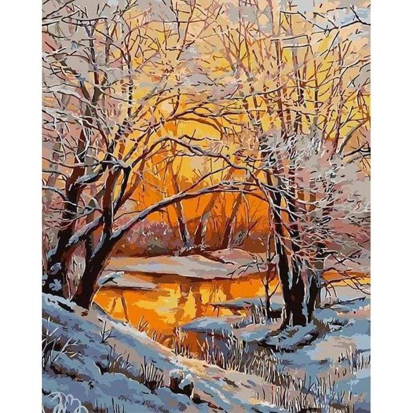 Peinture au numéro : Arbres en Hiver  - sans châssis en bois - FiguredArt-PN908