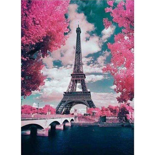 Broderie diamant : Tour Eiffel en Fleurs - sans chassis en bois - FiguredArt-DP-229