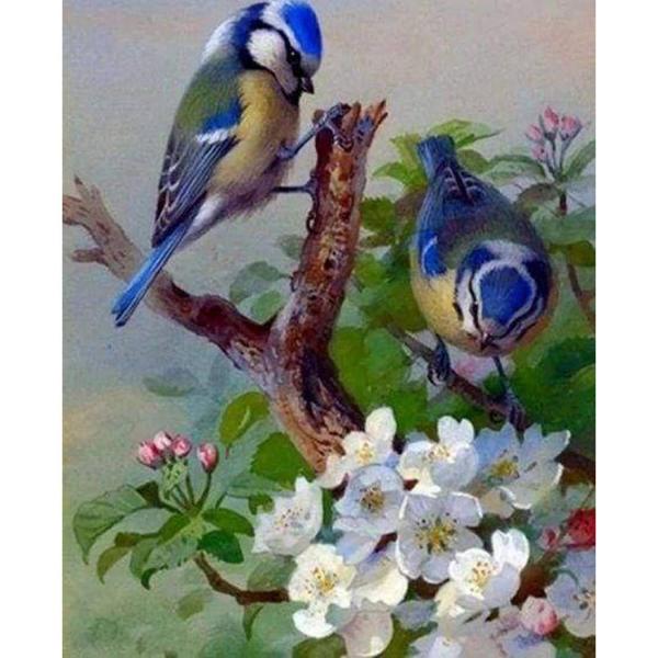 Diamond Painting Leinwand Blaumeise auf Ast - ohne Keilrahmen - FiguredArt-DP-411
