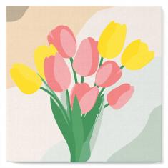 Mini Paint by numbers Bouquet of Tulips - already stretched on a wooden frame