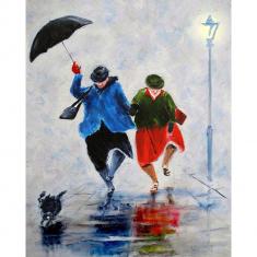 Peinture au numéro : Promenade sous la Pluie  - sans châssis en bois