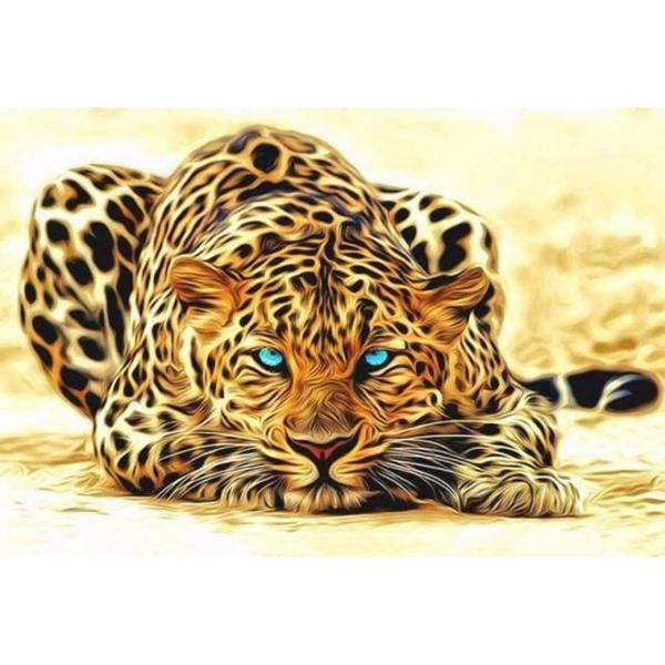 Malen nach Zahlen Panther mit blauen Augen - ohne Keilrahmen - FiguredArt-PN030