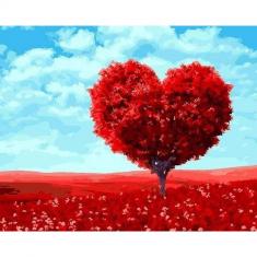 Paint by numbers Tree with Heart shape - without frame