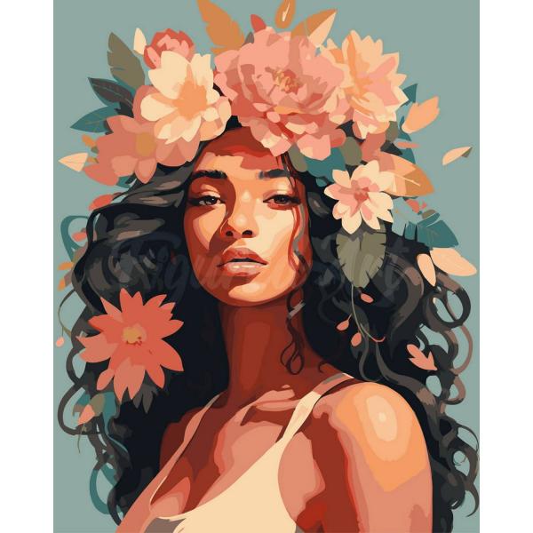Pintura por números:Belleza coronada con peonías  - Bastidor montado - FiguredArt-FA10246-Y