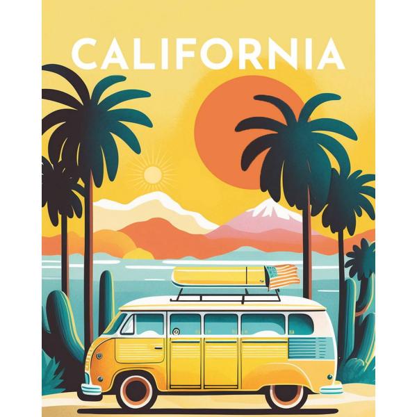 Broderie diamant : Affiche Poster Californie - sans chassis en bois - FiguredArt-DP-FA10166