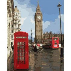 Peinture au numéro : Cabine téléphonique à Londres  - sans châssis en bois