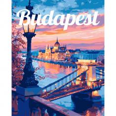 Paint by numbers Travel Poster Budapest at Dusk - already stretched on a wooden frame