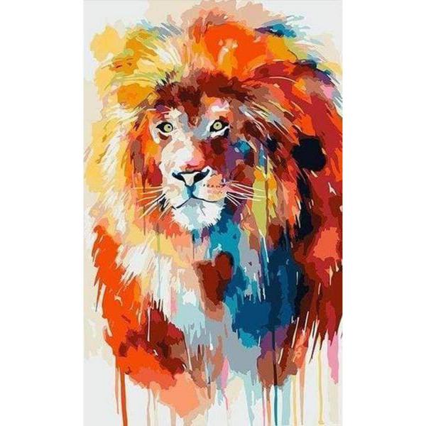 Peinture au numéro : Lion flamboyant  - sans châssis en bois - FiguredArt-PN1685