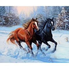 Diamond Painting Two Horses in Winter - without frame