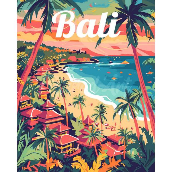 Peinture au numéro : Affiche de voyage Bali  - toile tendue sur châssis - FiguredArt-FA10254-Y