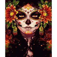 Peinture au numéro : Visage et Fleurs  - sans châssis en bois