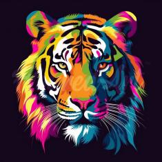 Mini Diamond Painting DP-SFA096-Y Tiger Abstract Pop Art 25x25 round diamond framed canvas - already