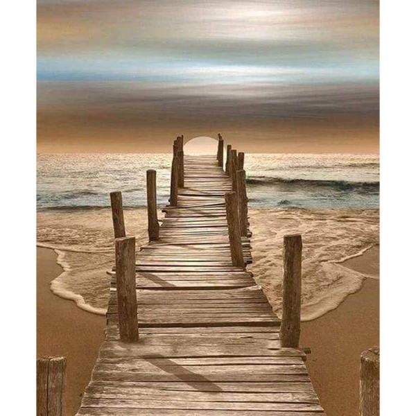 Broderie diamant : Zénitude à la Plage - sans chassis en bois - FiguredArt-DP-648