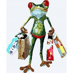 Paint by numbers Frog returning from shopping - without frame