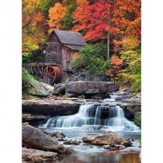 Diamond Painting Mountain Cabin and Cascade - without frame