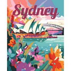 Peinture au numéro : Affiche de voyage Sydney  - toile tendue sur châssis