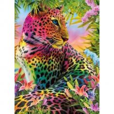 Diamond Painting Leinwand Bunter Leopard - ohne Keilrahmen