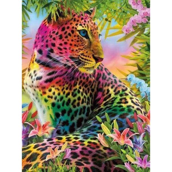 Diamond Painting Leinwand Bunter Leopard - ohne Keilrahmen - FiguredArt-DP-580