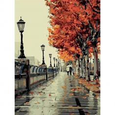 Peinture au numéro : Promenade sur les Quais en Automne  - sans châssis en bois
