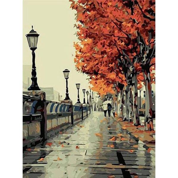 Peinture au numéro : Promenade sur les Quais en Automne  - sans châssis en bois - FiguredArt-PN036